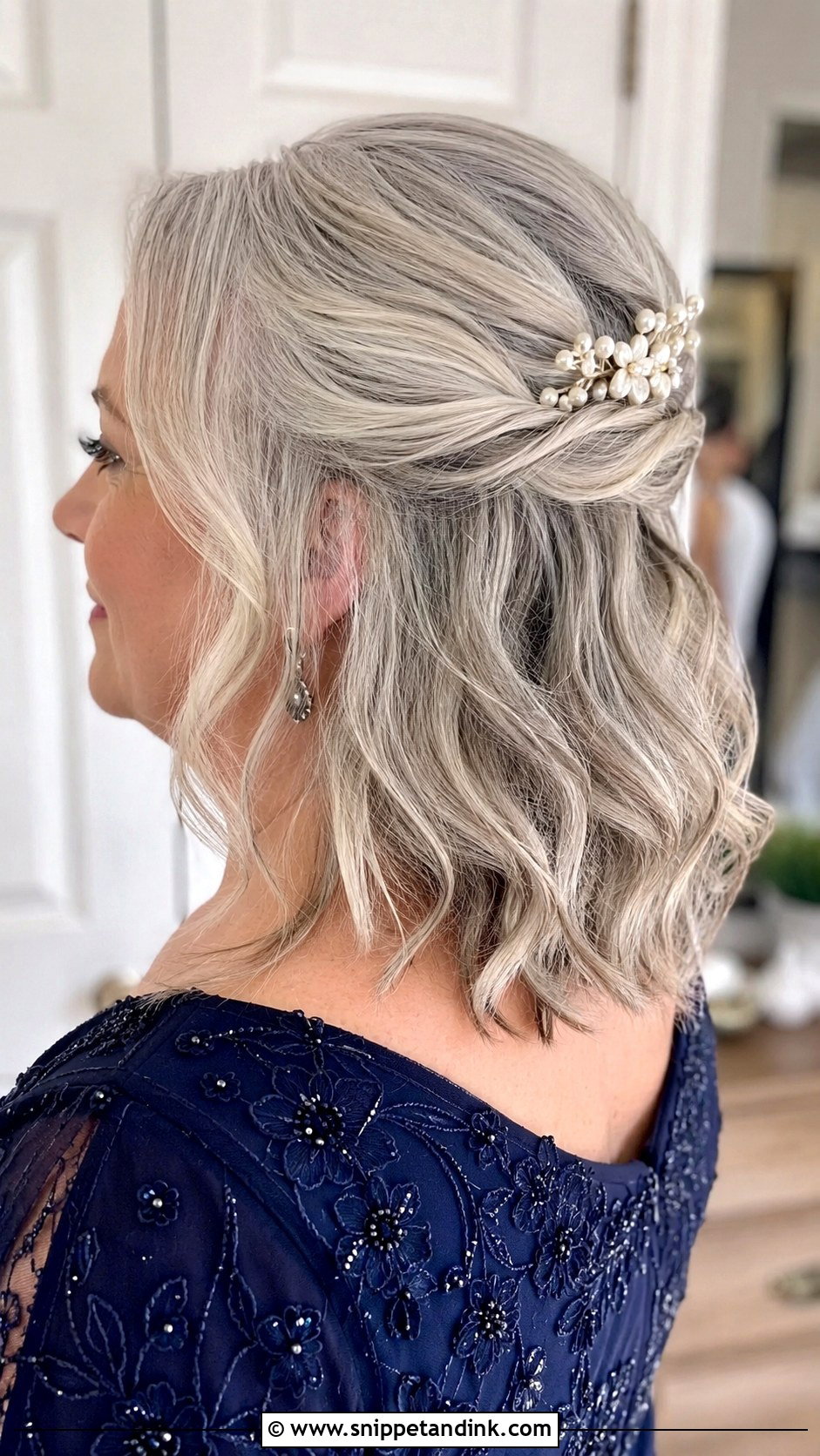 Half Up Half Down Wedding Hair For Mother Of The Bride With Flowers - Snippet and Ink - 20 Half-Up Half-Down Wedding Hair with Flowers