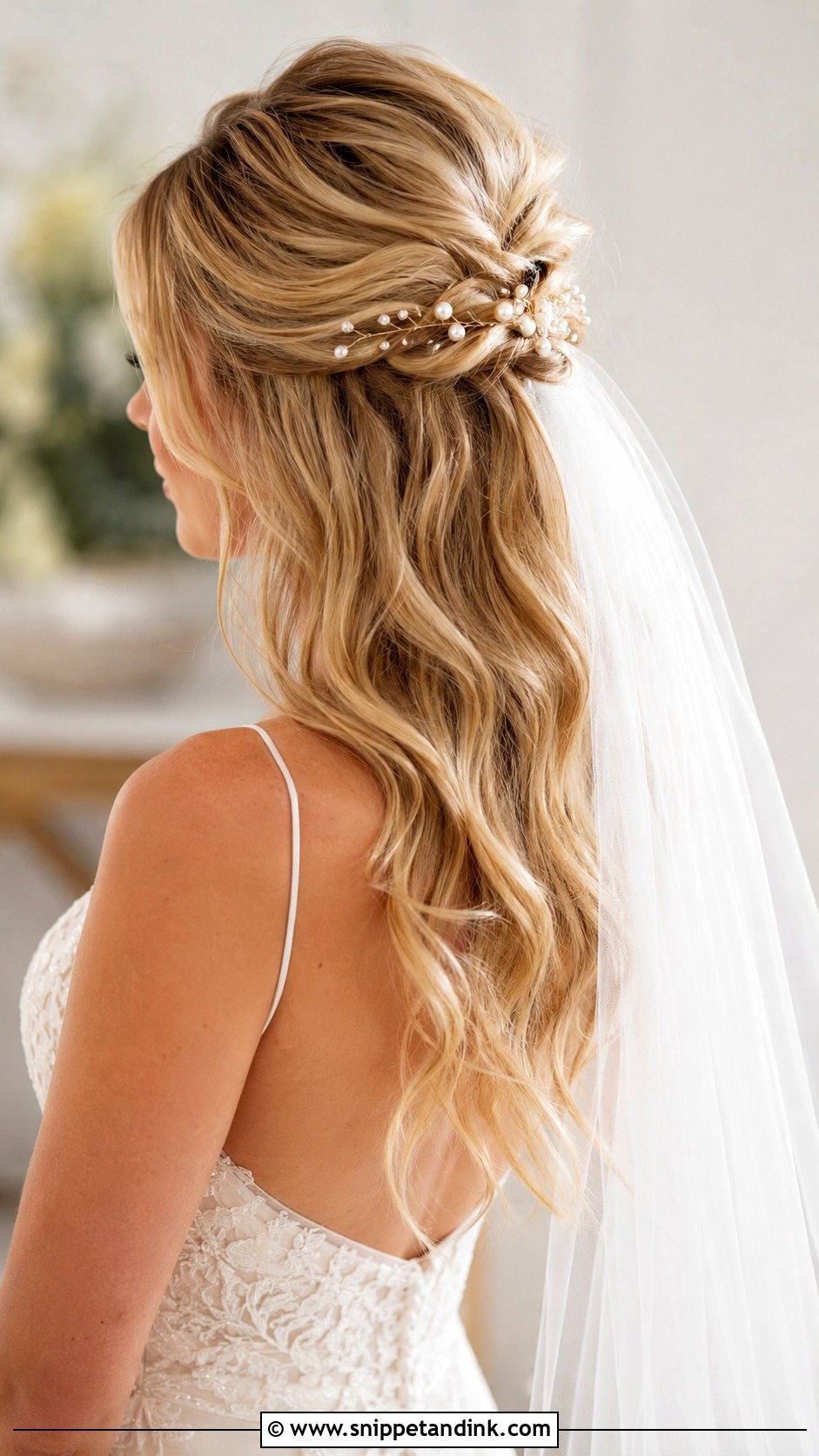 Half Up Half Down Wedding Hair For Round Face - Snippet and Ink - 15 Round Face Wedding Hair Ideas