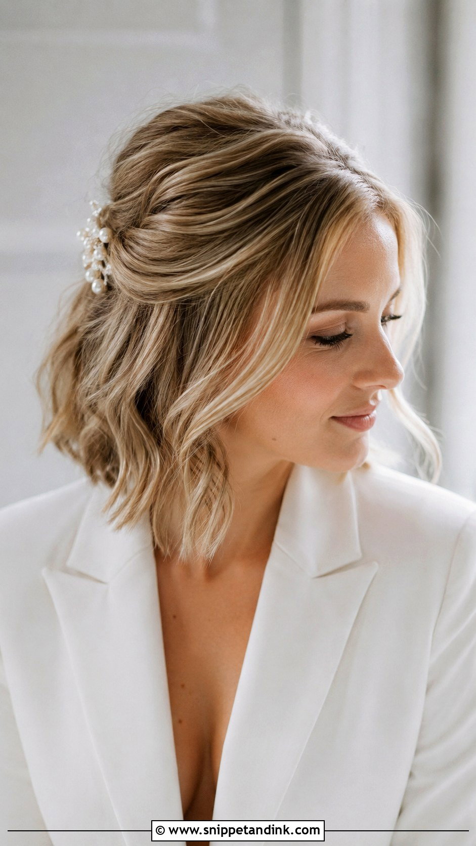 Half Up Half Down Wedding Hair For Short Hair - Snippet and Ink - 15 How to Half-Up Half-Down Wedding Hair Ideas
