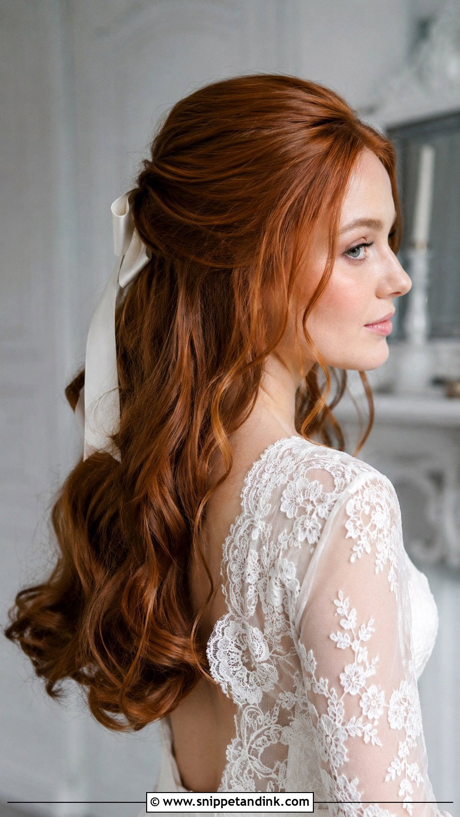 Half Up Half Down Wedding Hair With A Hair Bow - Snippet and Ink - 15 How to Half-Up Half-Down Wedding Hair Ideas