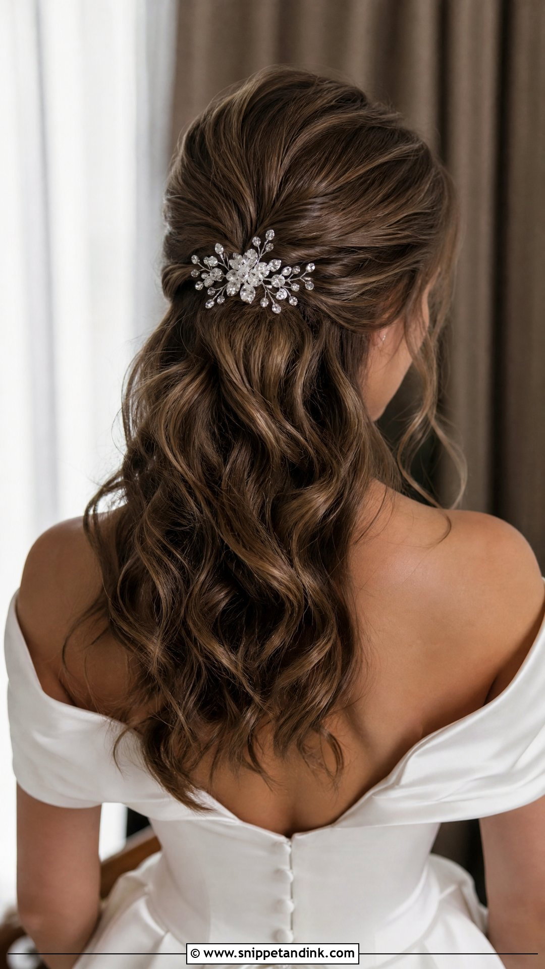 Half Up Half Down Wedding Hair With A Hair Comb - Snippet and Ink - 20 Simple Half-Up Half-Down Wedding Hairstyles