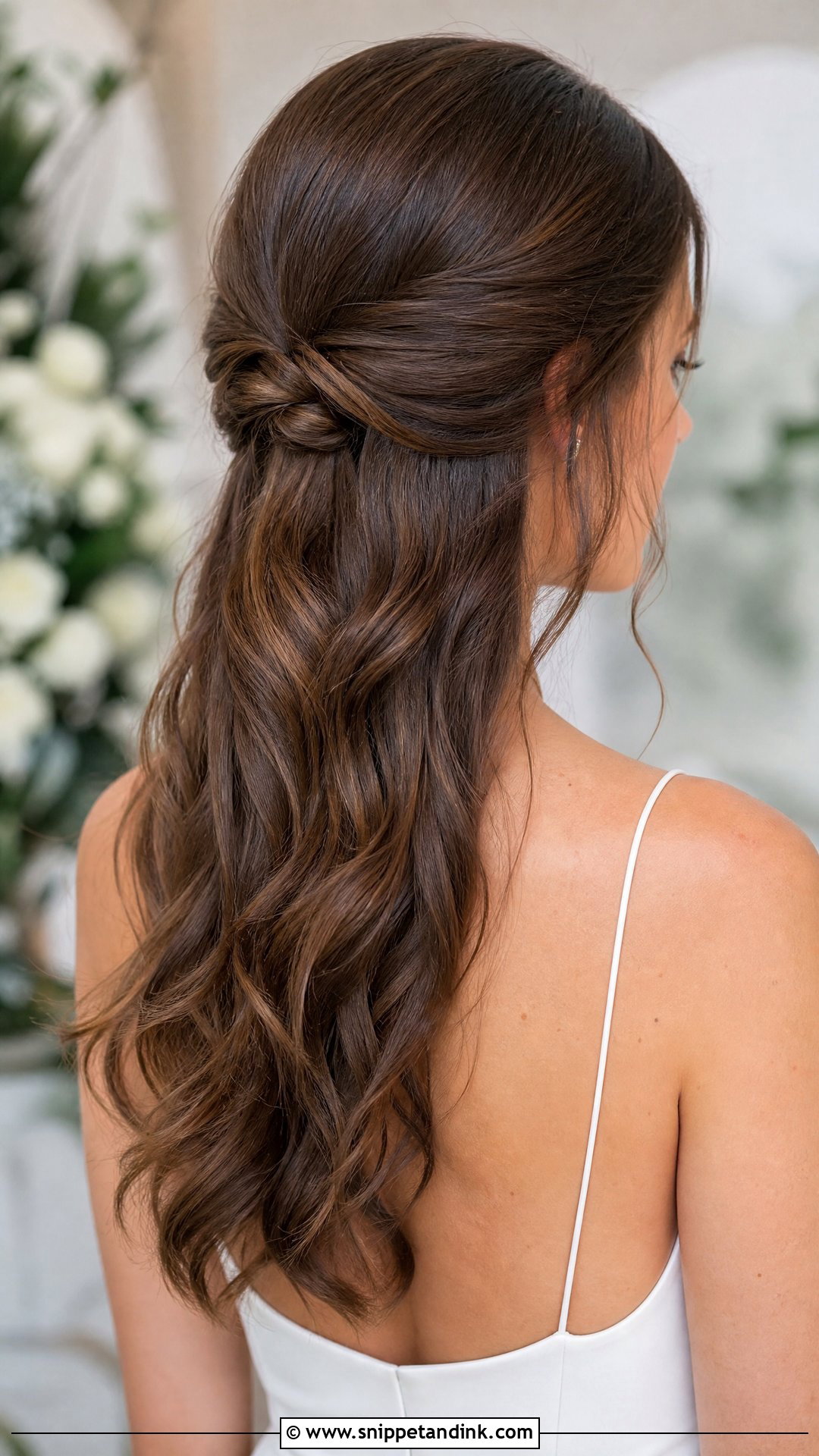 Half Up Half Down Wedding Hair With A Low Knot - Snippet and Ink - 20 Simple Half-Up Half-Down Wedding Hairstyles