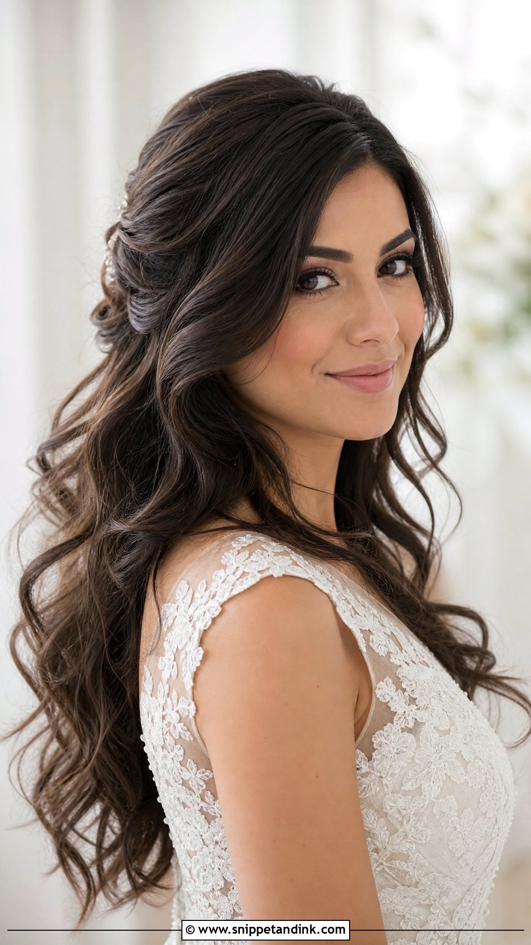 Half Up Half Down Wedding Hair With A Side Part - Snippet and Ink - 20 Simple Half-Up Half-Down Wedding Hairstyles