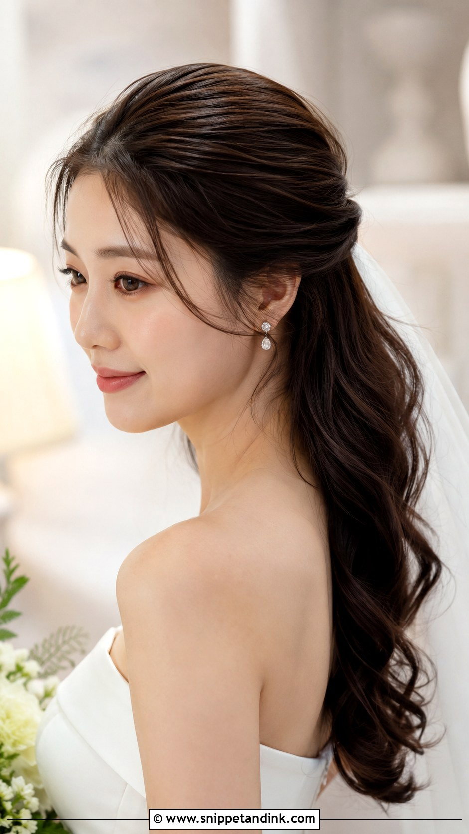 Half Up Half Down Wedding Hair With A Sleek Crown - Snippet and Ink - 15 How to Half-Up Half-Down Wedding Hair Ideas