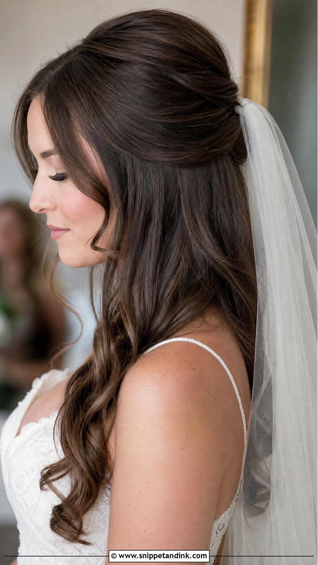 Half Up Half Down Wedding Hair With A Veil - Snippet and Ink - 20 Simple Half-Up Half-Down Wedding Hairstyles