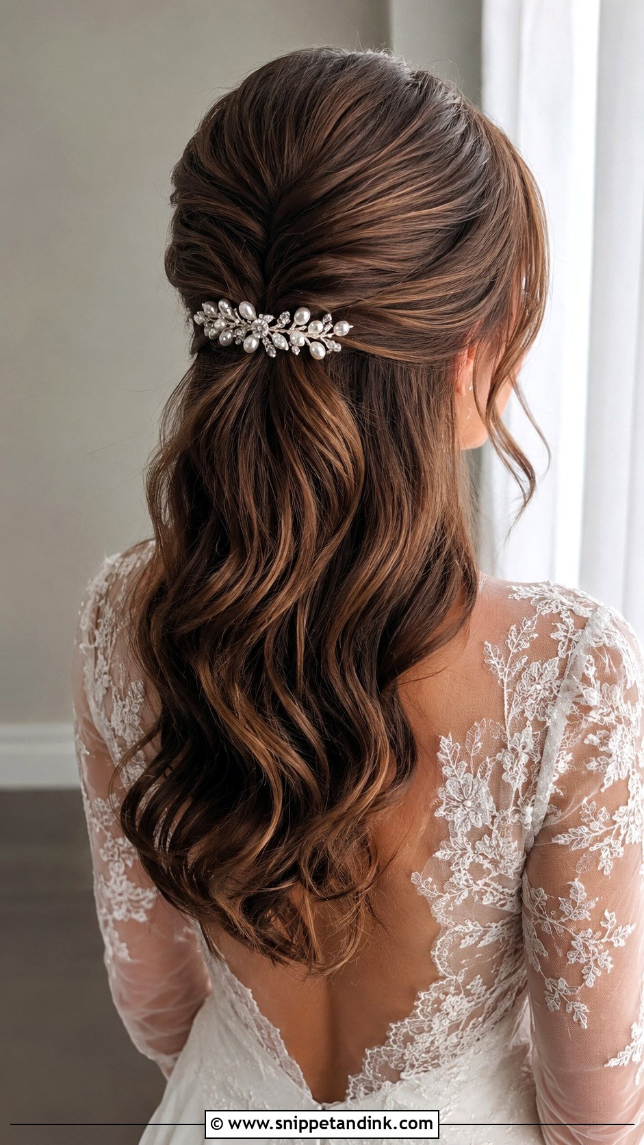 Half Up Half Down Wedding Hair With Barrette - Snippet and Ink - 20 Half-Up Half-Down Wedding Hair with Clip Ideas