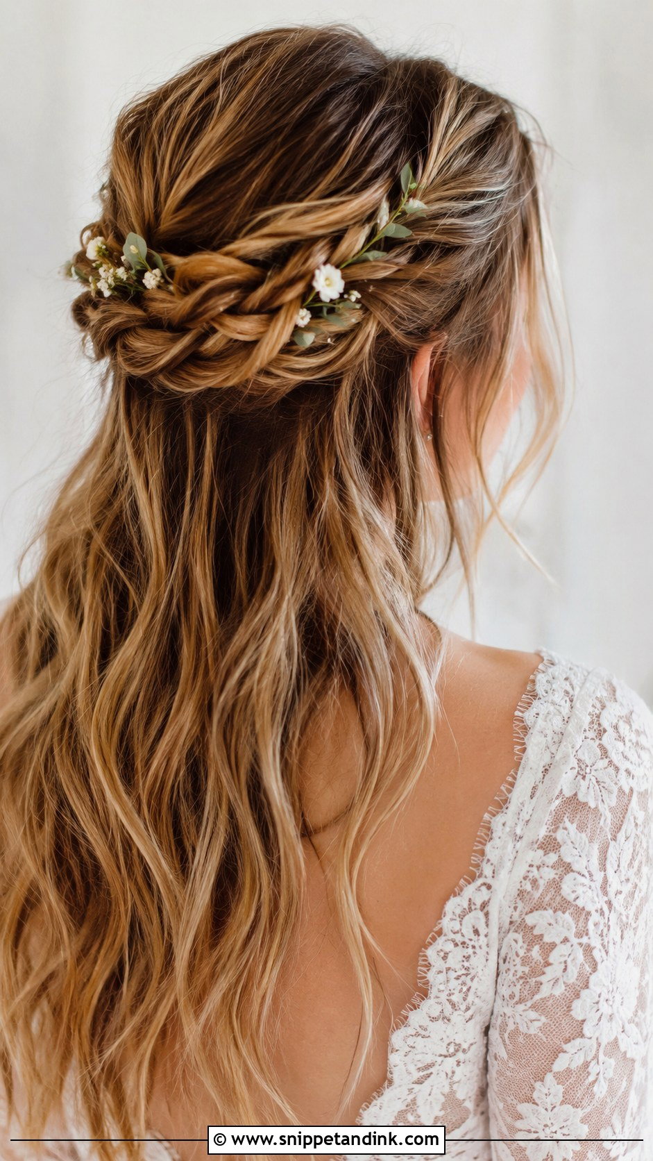 Half Up Half Down Wedding Hair With Boho Braid - Snippet and Ink - 20 Half-Up Half-Down Wedding Hair Volume Ideas