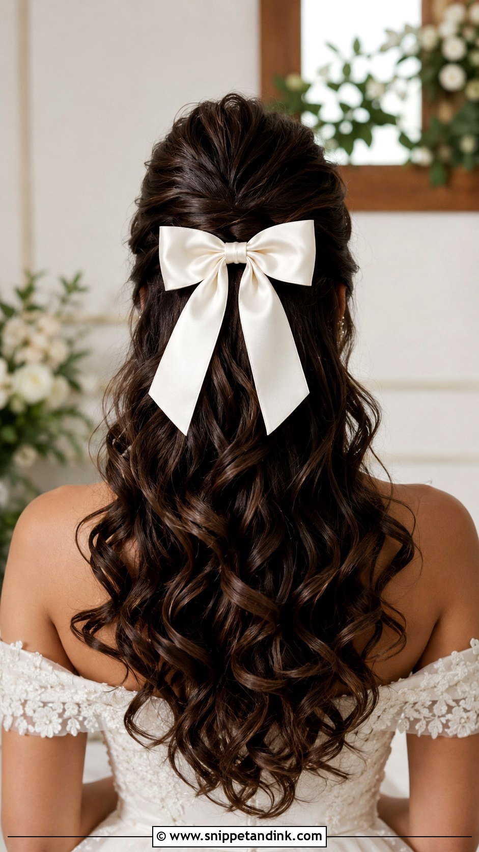 Half Up Half Down Wedding Hair With Bow And Curls - Snippet and Ink - 20 Half-Up Half-Down Wedding Hair Bow Ideas