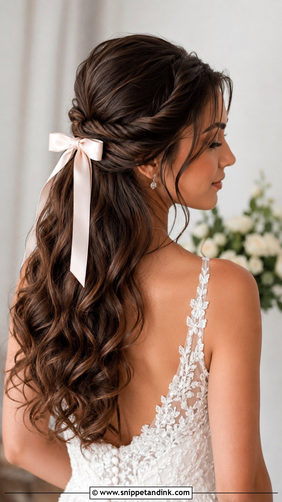 Half Up Half Down Wedding Hair With Bow And Twists - Snippet and Ink - 20 Half-Up Half-Down Wedding Hair Bow Ideas