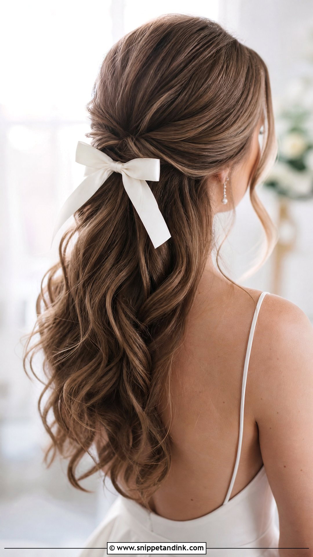 Half Up Half Down Wedding Hair With Bow - Snippet and Ink - 15 Easy Half-Up Half-Down Wedding Hair Ideas