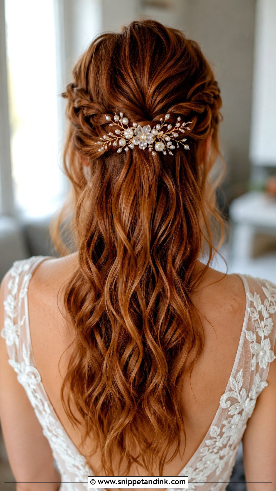 Half Up Half Down Wedding Hair With Braided Clip - Snippet and Ink - 20 Half-Up Half-Down Wedding Hair with Clip Ideas