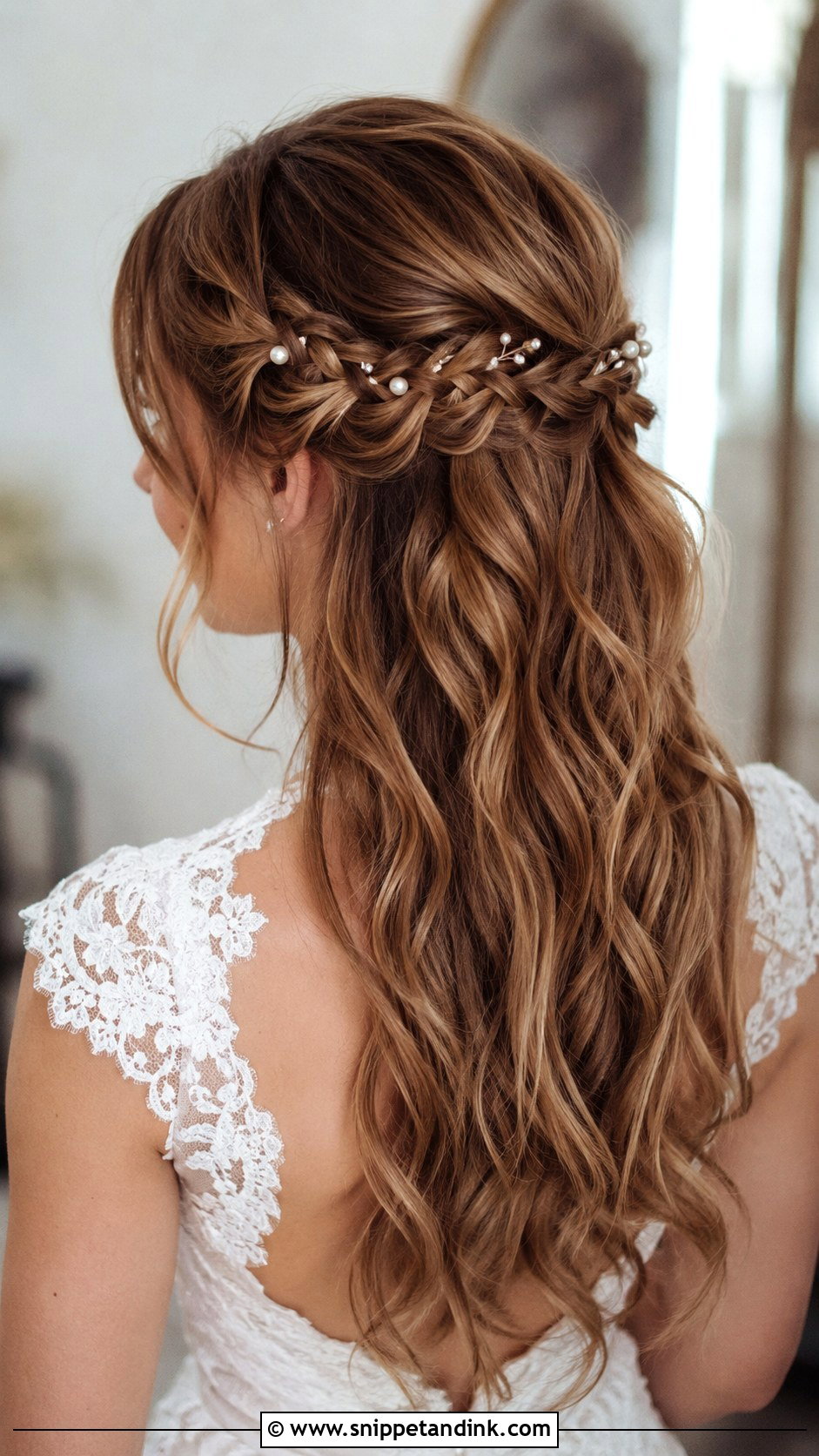 Half Up Half Down Wedding Hair With Braided Crown - Snippet and Ink - 20 Half-Up Half-Down Wedding Hair Volume Ideas