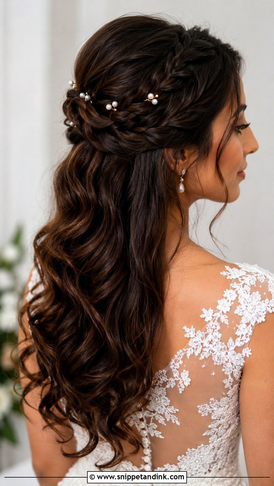 Half Up Half Down Wedding Hair With Braided Crown - Snippet and Ink - 15 Half-Up Half-Down Wedding Hair with Crown Ideas