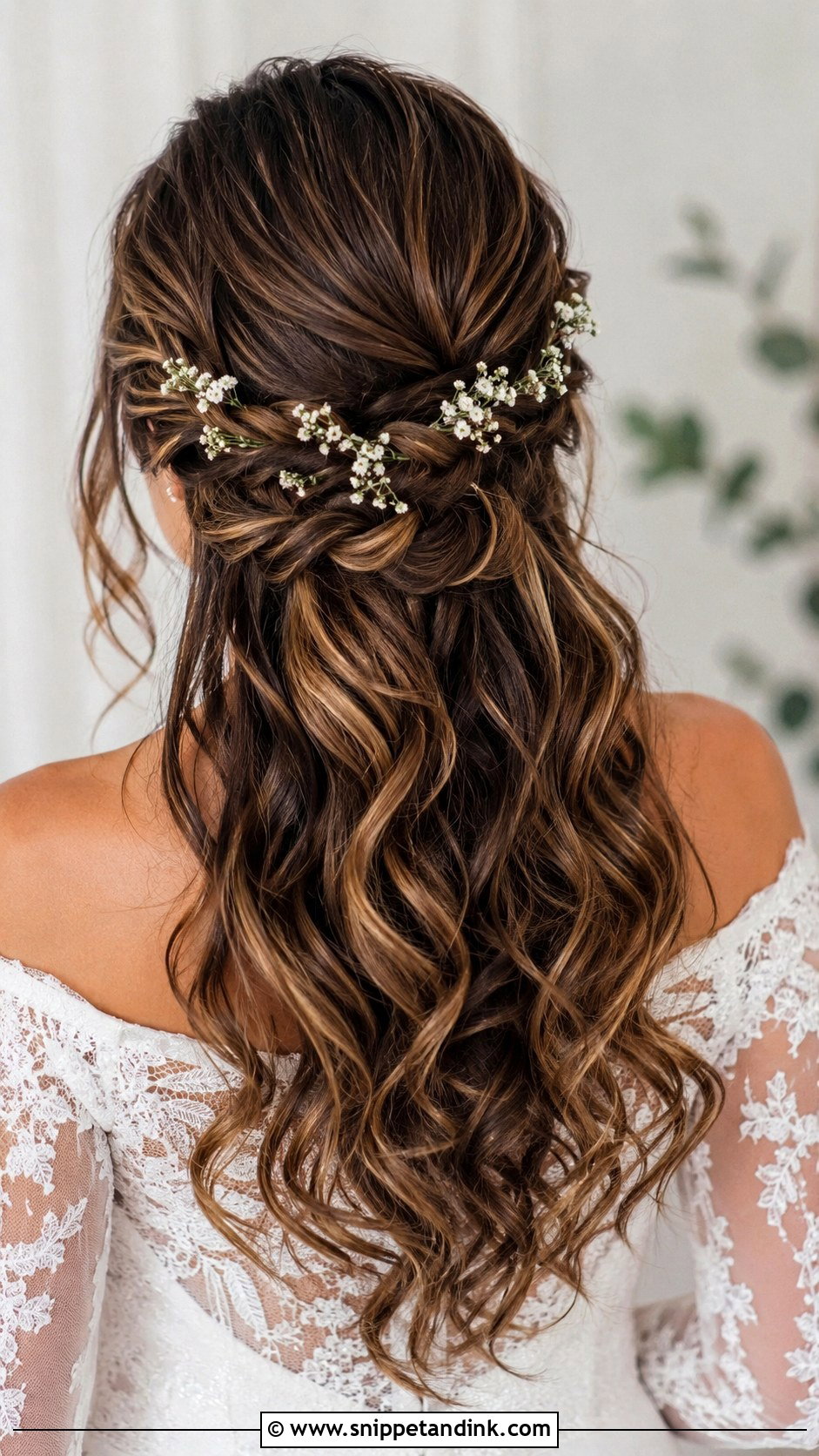 Half Up Half Down Wedding Hair With Braids And Flowers - Snippet and Ink - 15 Half-Up Half-Down Wedding Hairstyles with Flowers