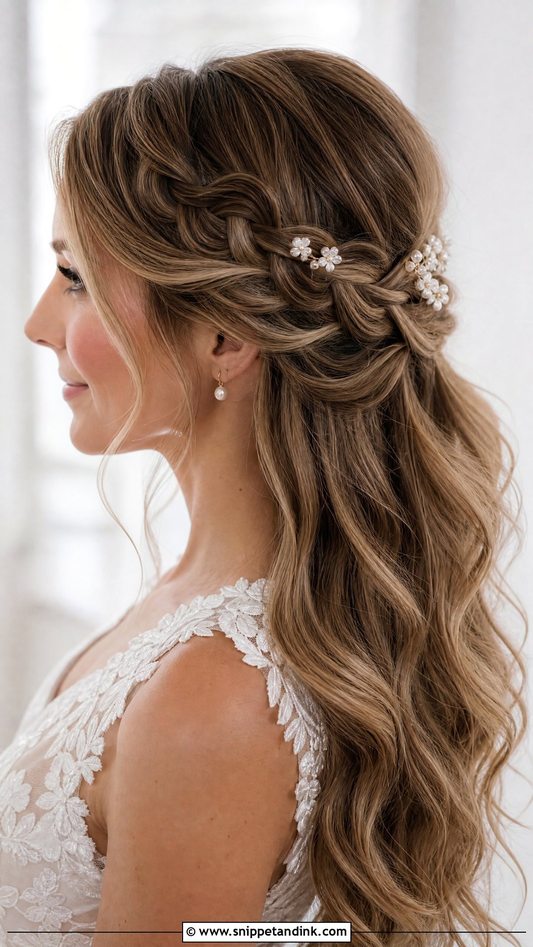 Half Up Half Down Wedding Hair With Braids - Snippet and Ink - 15 Easy Half-Up Half-Down Wedding Hair Ideas