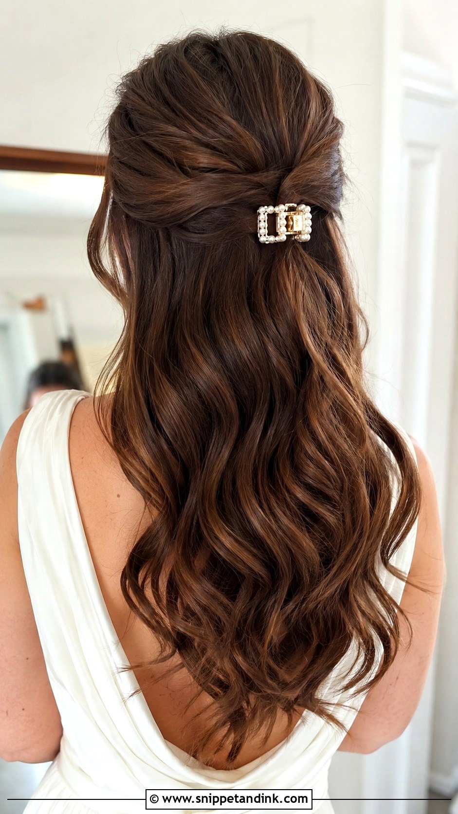 Half Up Half Down Wedding Hair With Claw Clip - Snippet and Ink - 20 Half-Up Half-Down Wedding Hair with Clip Ideas