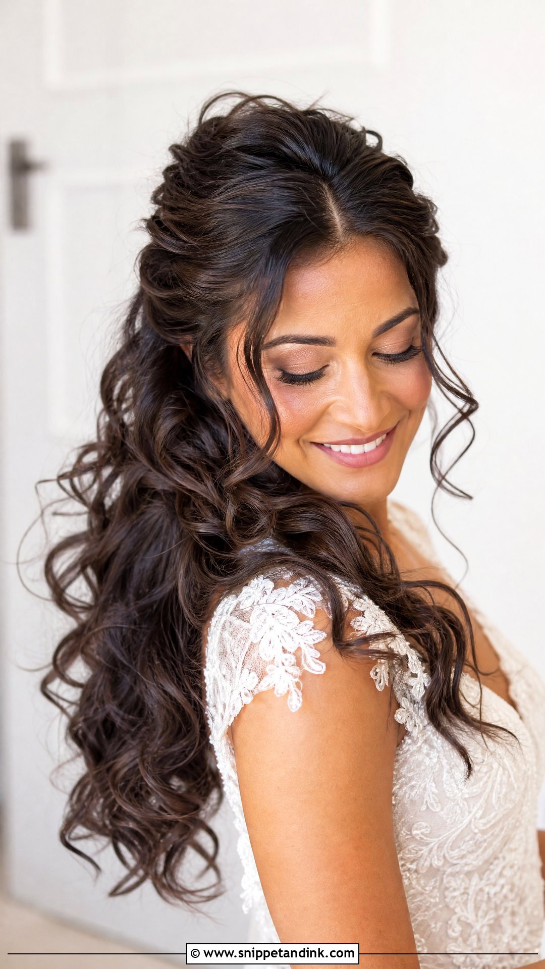 Half Up Half Down Wedding Hair With Curls - Snippet and Ink - 20 Simple Half-Up Half-Down Wedding Hairstyles