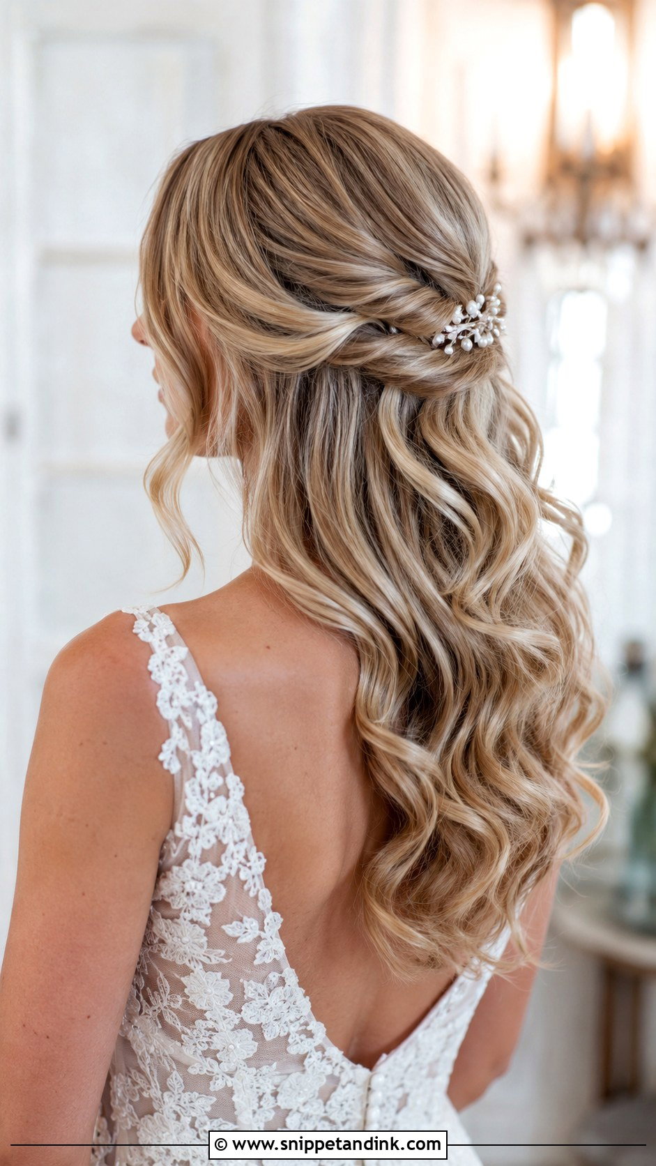 Half Up Half Down Wedding Hair With Curls - Snippet and Ink - 20 Wedding Hair Long Down Ideas