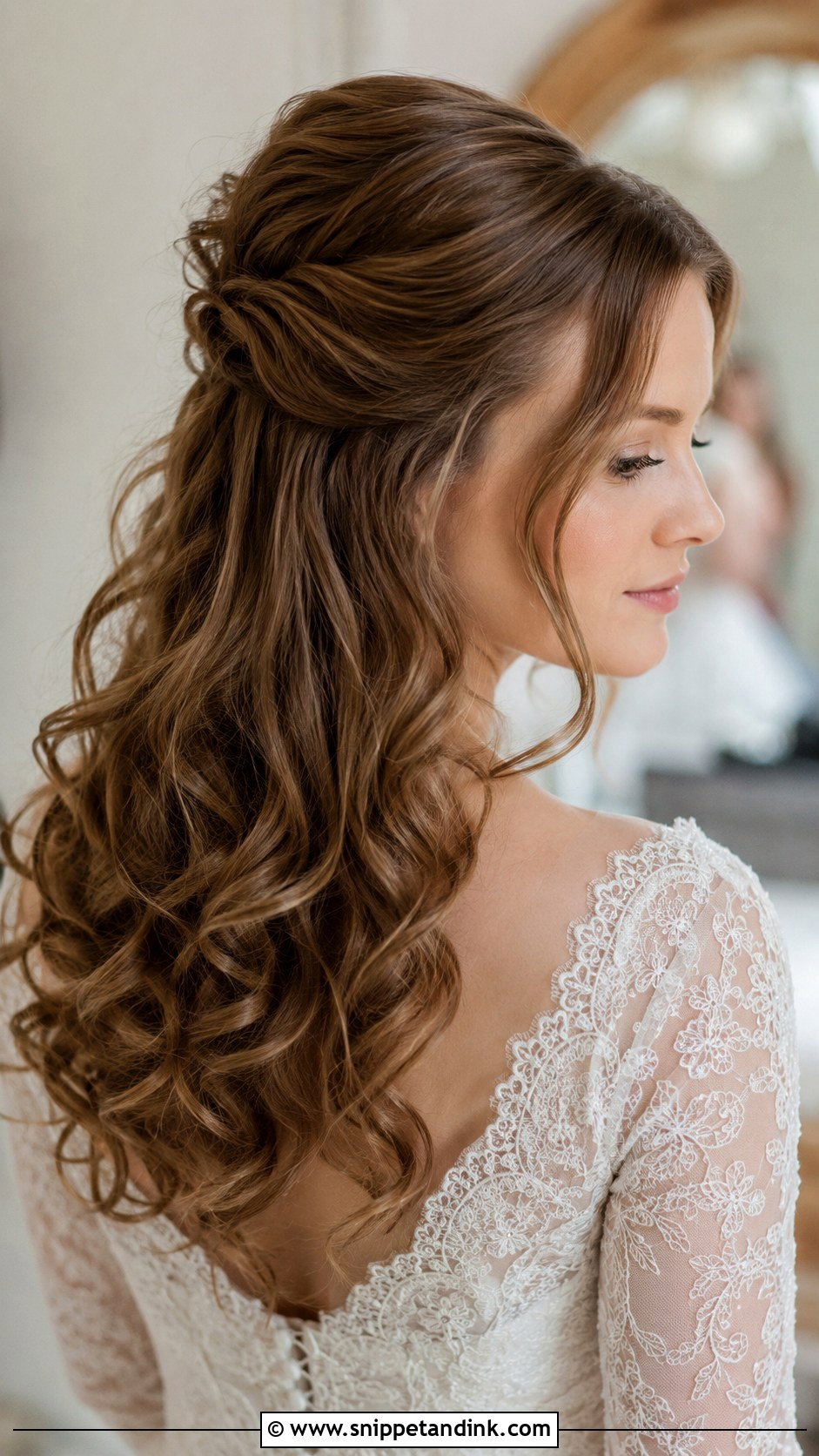 Half Up Half Down Wedding Hair With Curls - Snippet and Ink - 25 Fairytale Wedding Hair Ideas