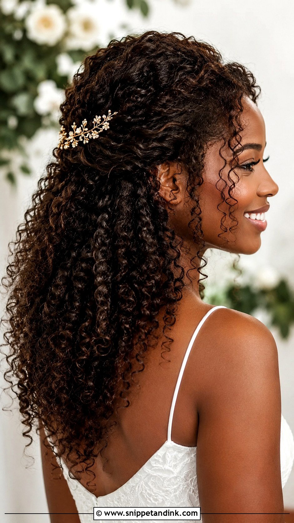 Half Up Half Down Wedding Hair With Curly Hair Clip - Snippet and Ink - 20 Half-Up Half-Down Wedding Hair with Clip Ideas