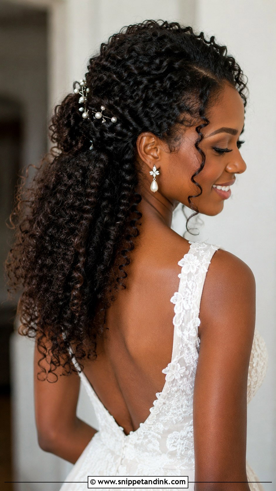 Half Up Half Down Wedding Hair With Curly Texture - Snippet and Ink - 20 Half-Up Half-Down Wedding Hair Volume Ideas