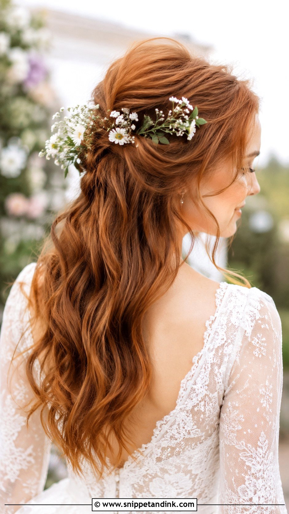 Half Up Half Down Wedding Hair With Flowers - Snippet and Ink - 15 Half-Up Half-Down Hairstyles for Wedding
