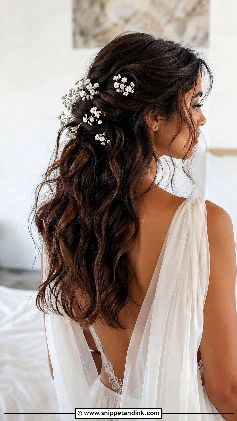 Half Up Half Down Wedding Hair With Flowers - Snippet and Ink - 15 Half-Up Half-Down Wedding Hair Video Ideas