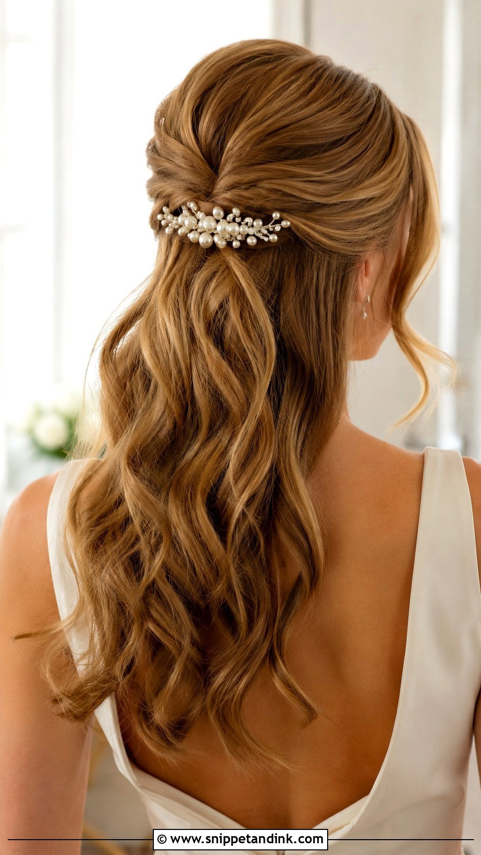 Half Up Half Down Wedding Hair With Hair Clip - Snippet and Ink - 15 Half-Up Half-Down Hairstyles for Wedding