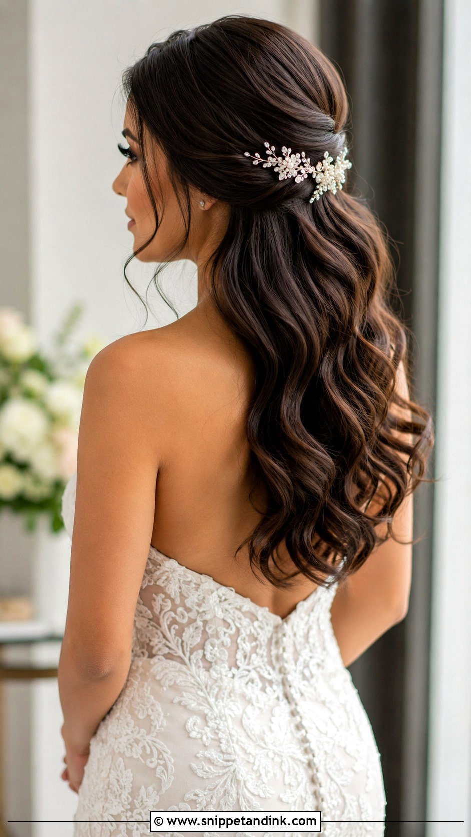 Half Up Half Down Wedding Hair With Hair Comb - Snippet and Ink - 15 Half-Up Half-Down Wedding Hair Video Ideas