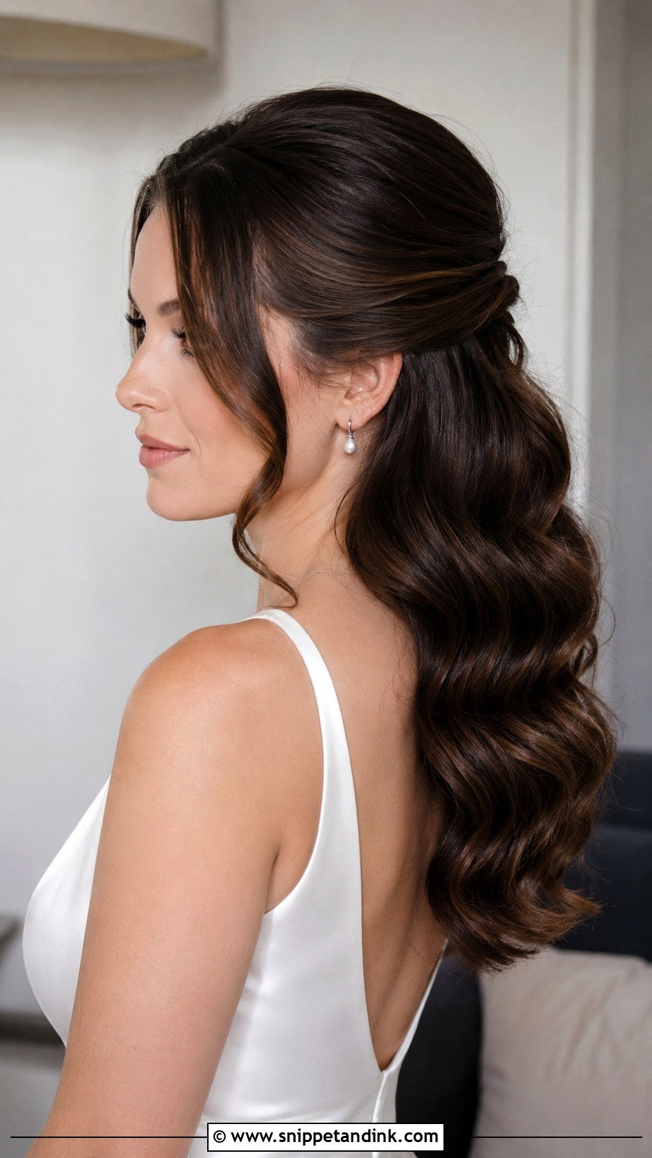 Half Up Half Down Wedding Hair With Hollywood Waves - Snippet and Ink - 15 Half-Up Half-Down Wedding Hair Video Ideas