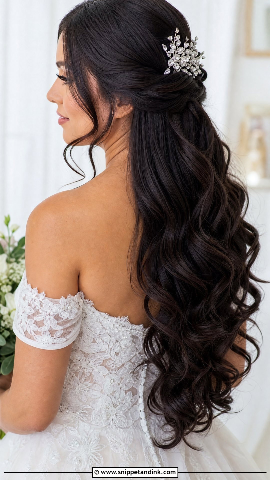 Half Up Half Down Wedding Hair With Long Hair - Snippet and Ink - 15 Easy Half-Up Half-Down Wedding Hair Ideas