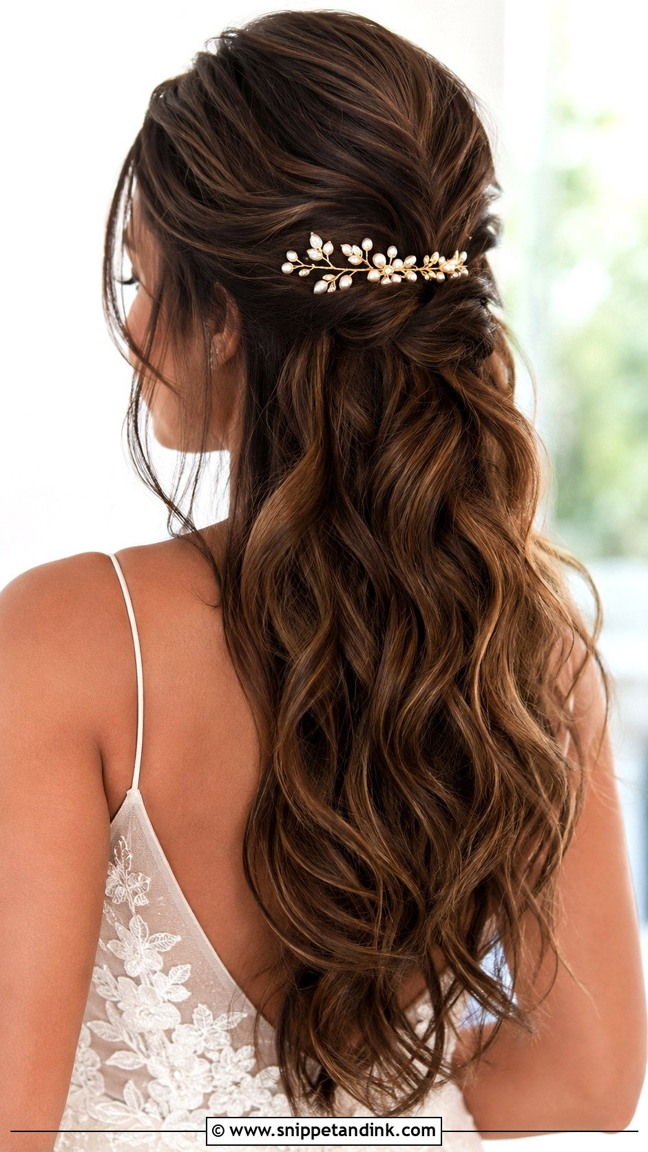 Half Up Half Down Wedding Hair With Loose Waves Clip - Snippet and Ink - 20 Half-Up Half-Down Wedding Hair with Clip Ideas