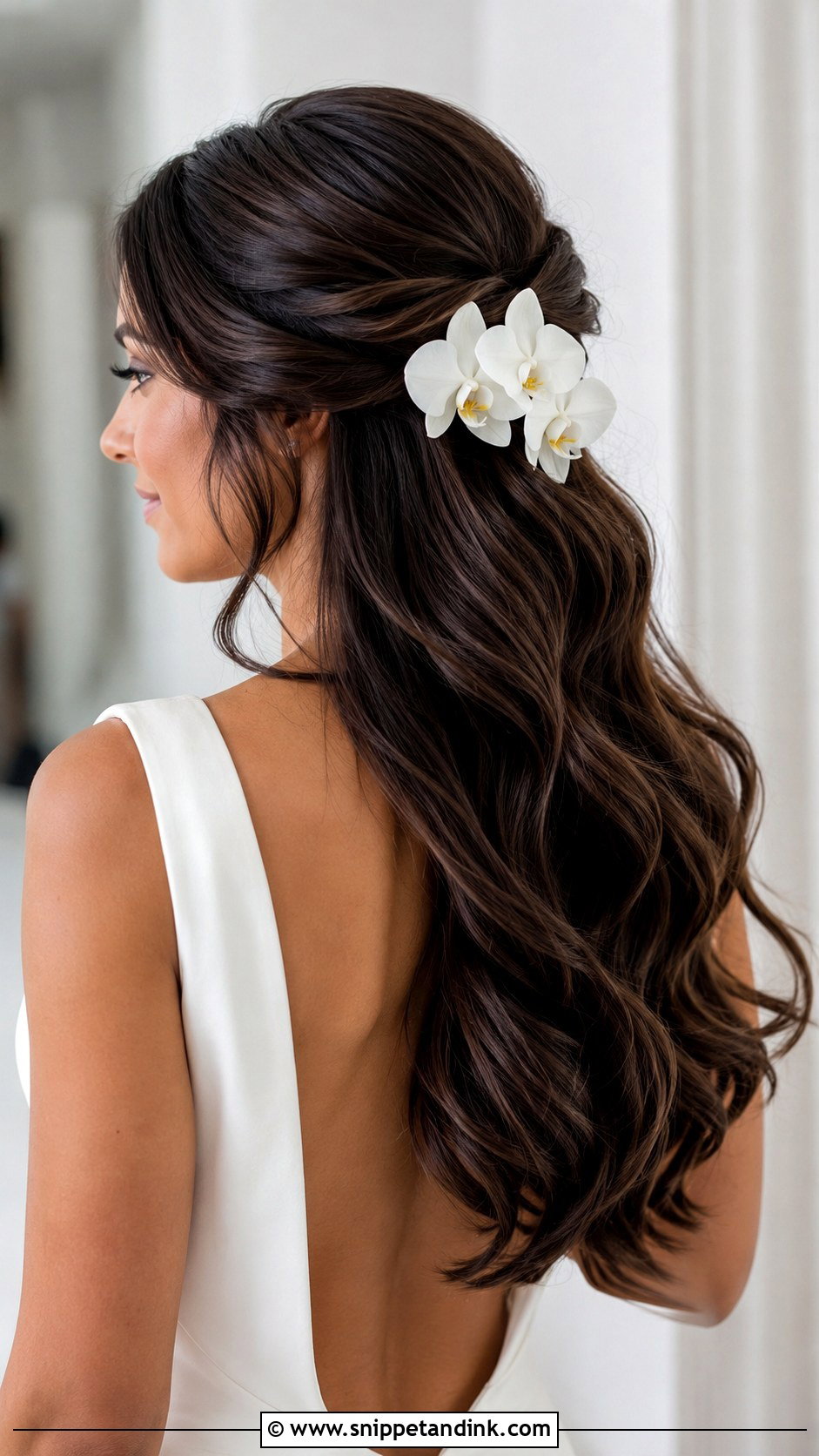 Half Up Half Down Wedding Hair With Orchids - Snippet and Ink - 20 Half-Up Half-Down Wedding Hair with Flowers