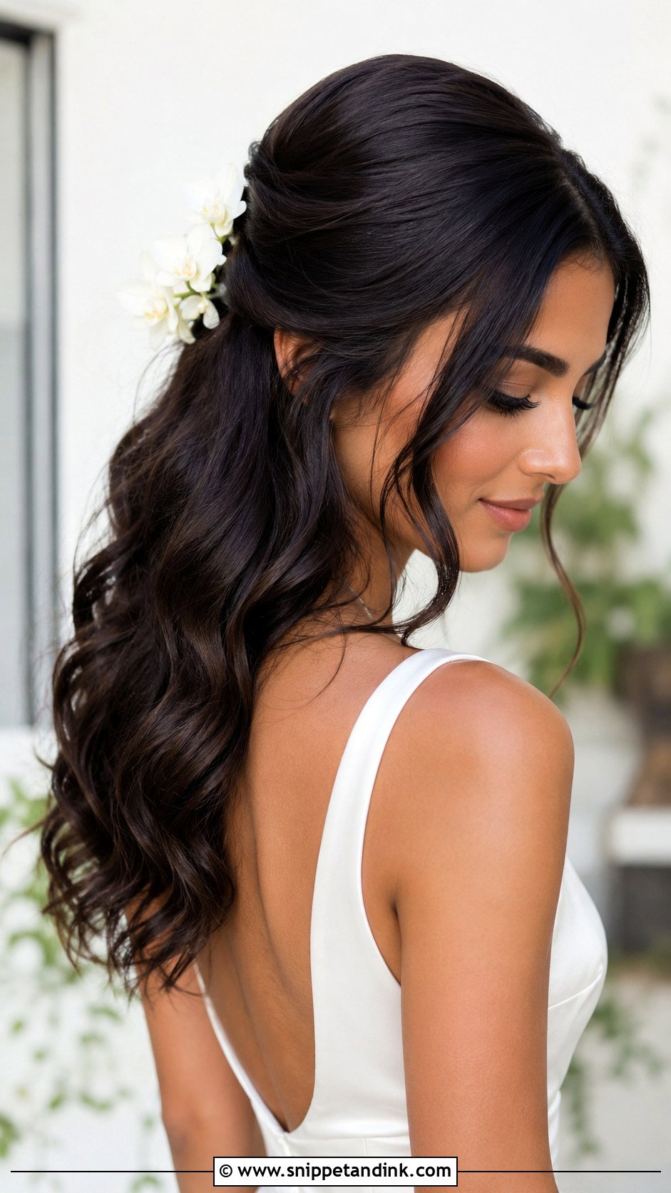 Half Up Half Down Wedding Hair With Orchids - Snippet and Ink - 15 Half-Up Half-Down Wedding Hairstyles with Flowers