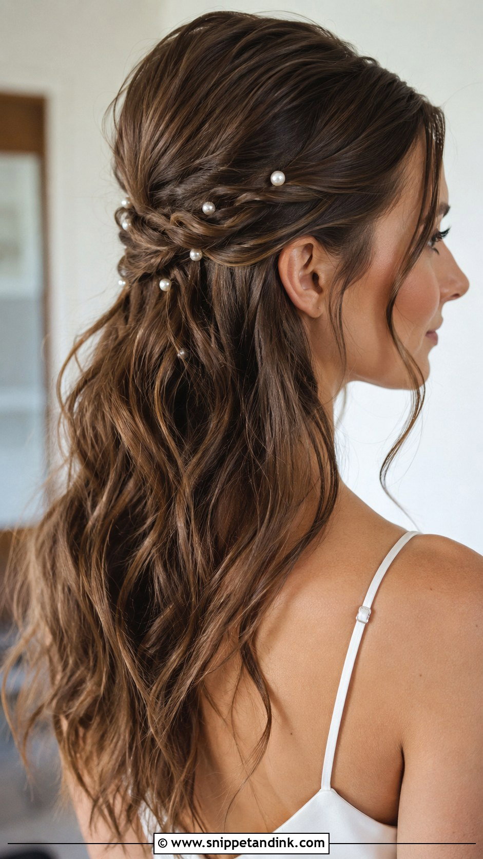 Half Up Half Down Wedding Hair With Pearl Pins - Snippet and Ink - 20 Half-Up Half-Down Wedding Hair Volume Ideas