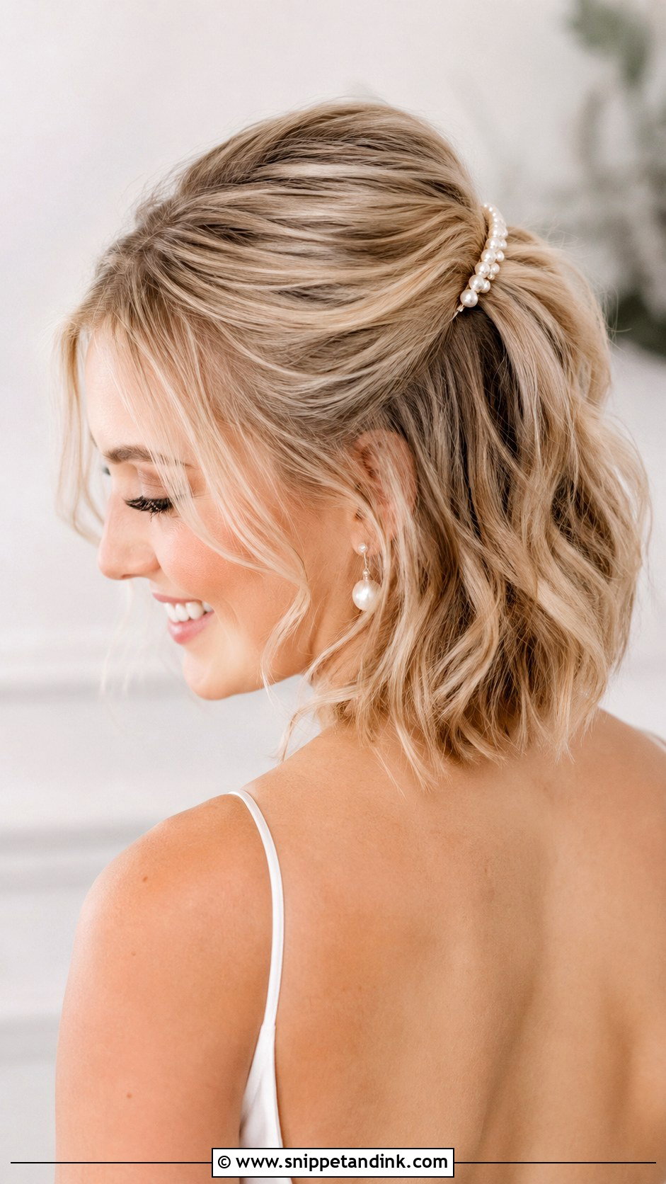 Half Up Half Down Wedding Hair With Short Hair Clip - Snippet and Ink - 20 Half-Up Half-Down Wedding Hair with Clip Ideas
