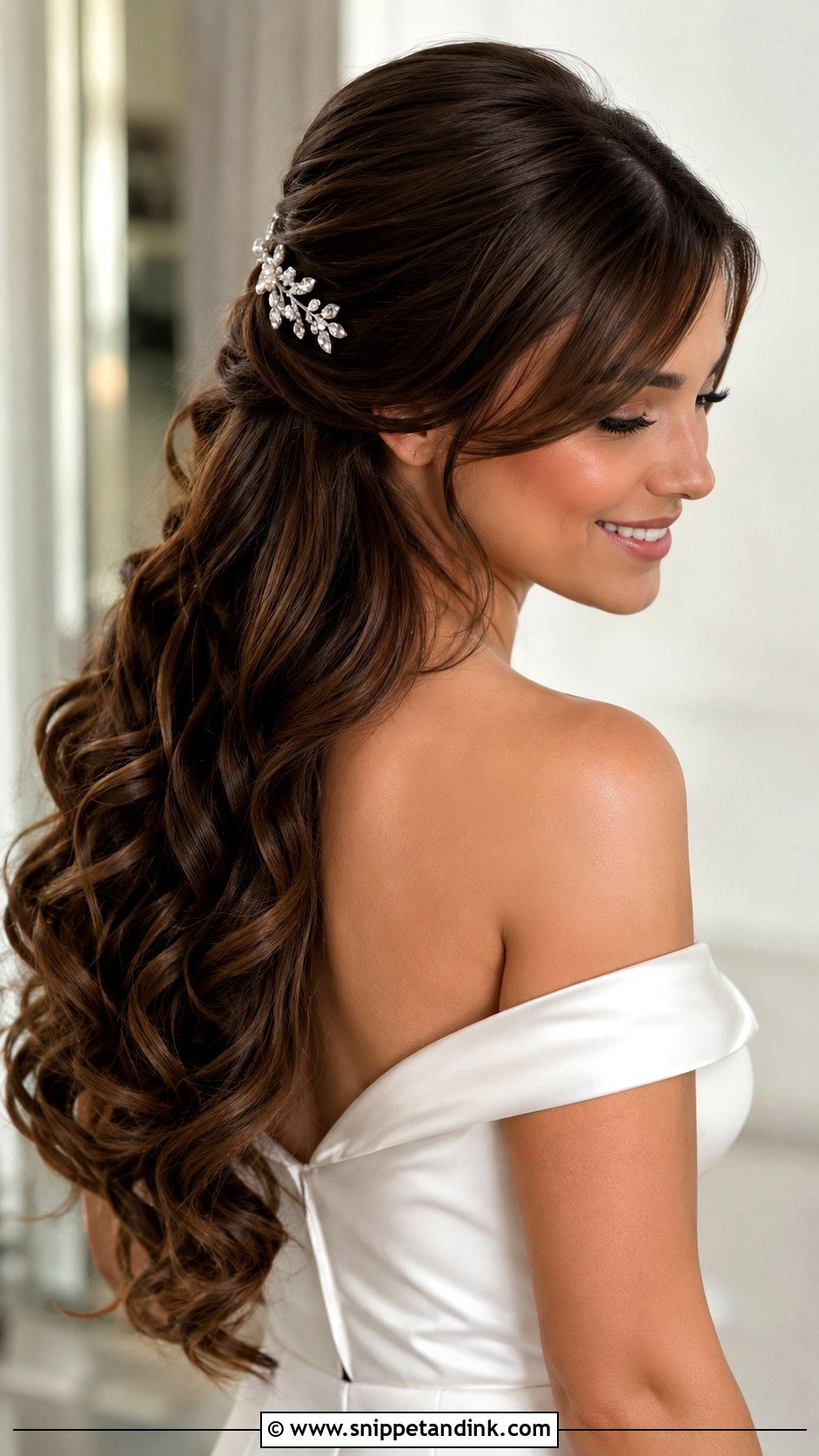 Half Up Half Down Wedding Hair With Side Bangs - Snippet and Ink - 15 Half-Up Half-Down Wedding Hairstyles with Bangs