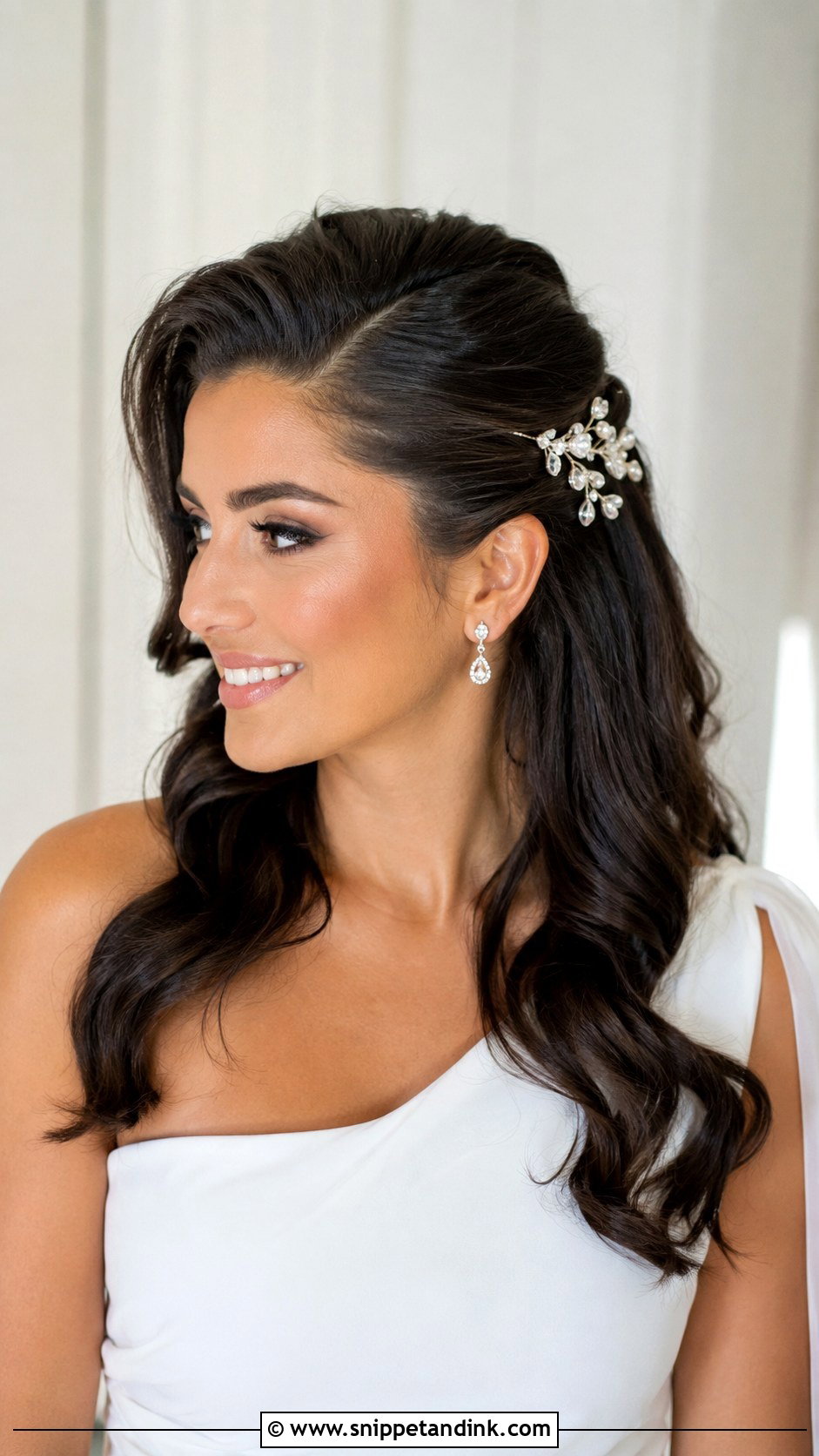 Half Up Half Down Wedding Hair With Side Part - Snippet and Ink - 20 Half-Up Half-Down Wedding Hair Volume Ideas