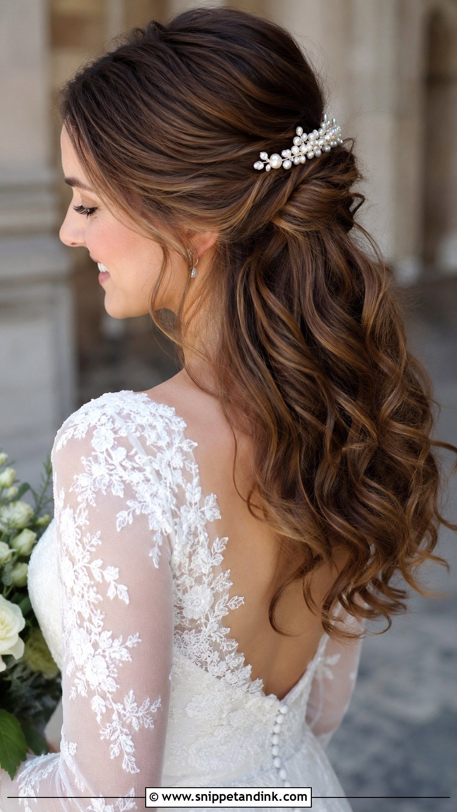 Half Up Half Down Wedding Hair With Soft Curls - Snippet and Ink - 20 Half-Up Half-Down Wedding Hair Volume Ideas