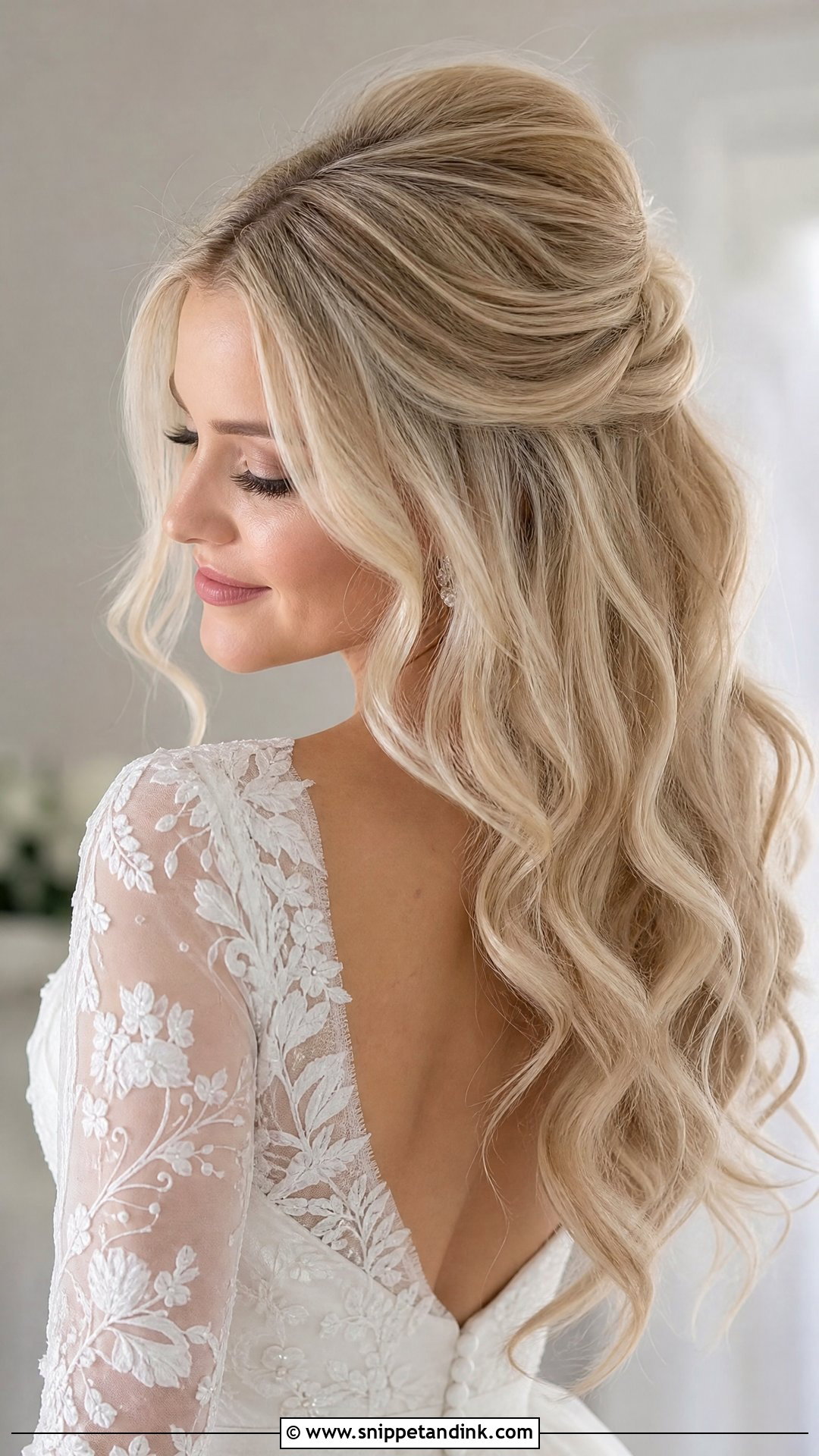 Half Up Half Down Wedding Hair With Soft Volume - Snippet and Ink - 20 Simple Half-Up Half-Down Wedding Hairstyles