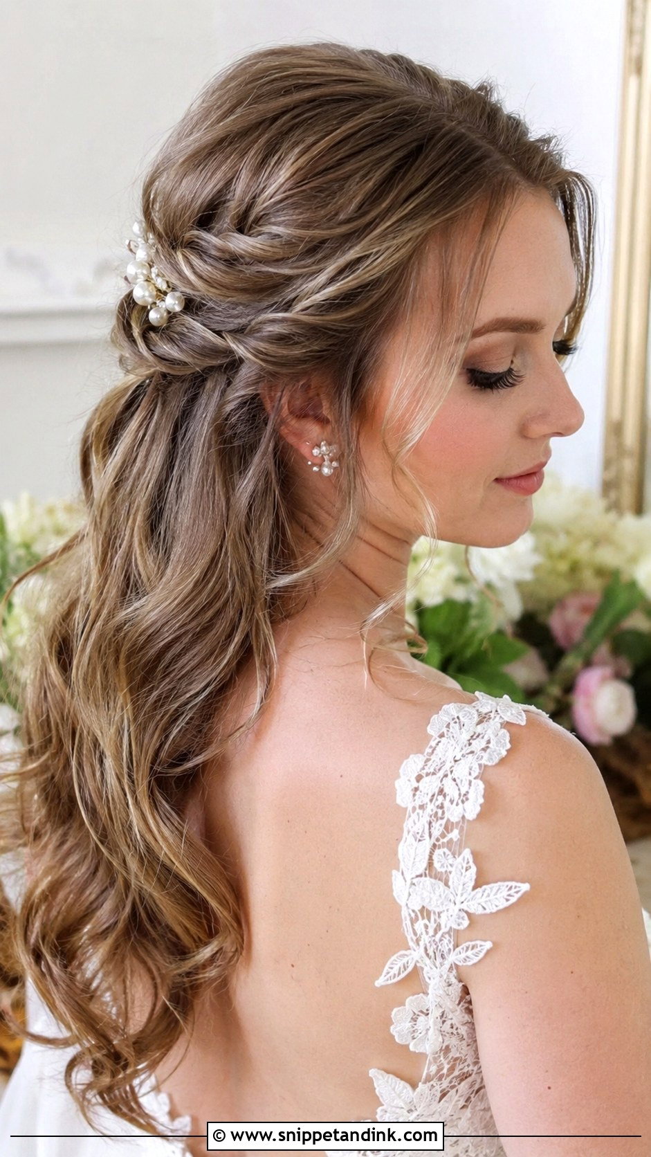 Half Up Half Down Wedding Hair With Soft Waves - Snippet and Ink - 20 Long Hair for Wedding Ideas