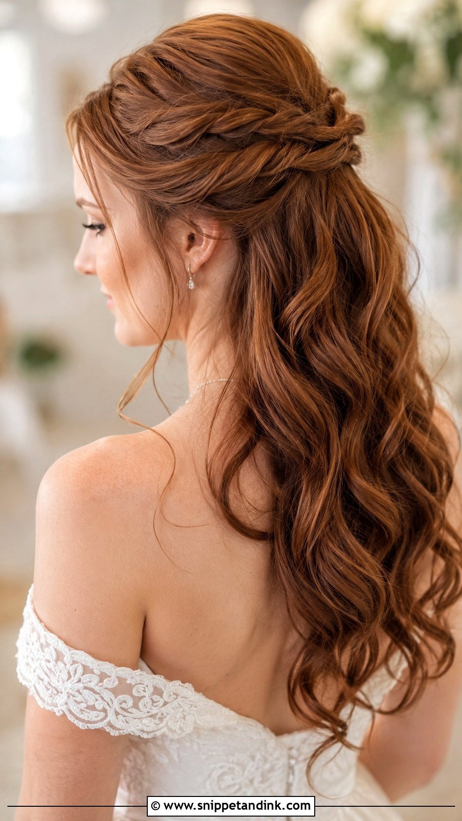 Half Up Half Down Wedding Hair With Twisted Crown - Snippet and Ink - 20 Half-Up Half-Down Wedding Hair Volume Ideas