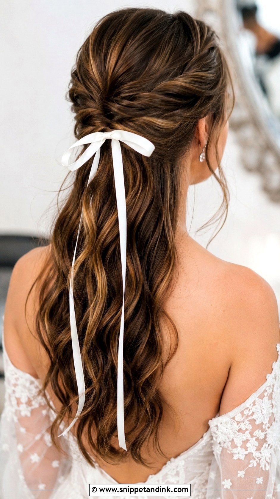 Half Up Half Down Wedding Hair With Twisted Ponytail - Snippet and Ink - 25 Half-Up Half-Down Wedding Hair Tutorial Ideas