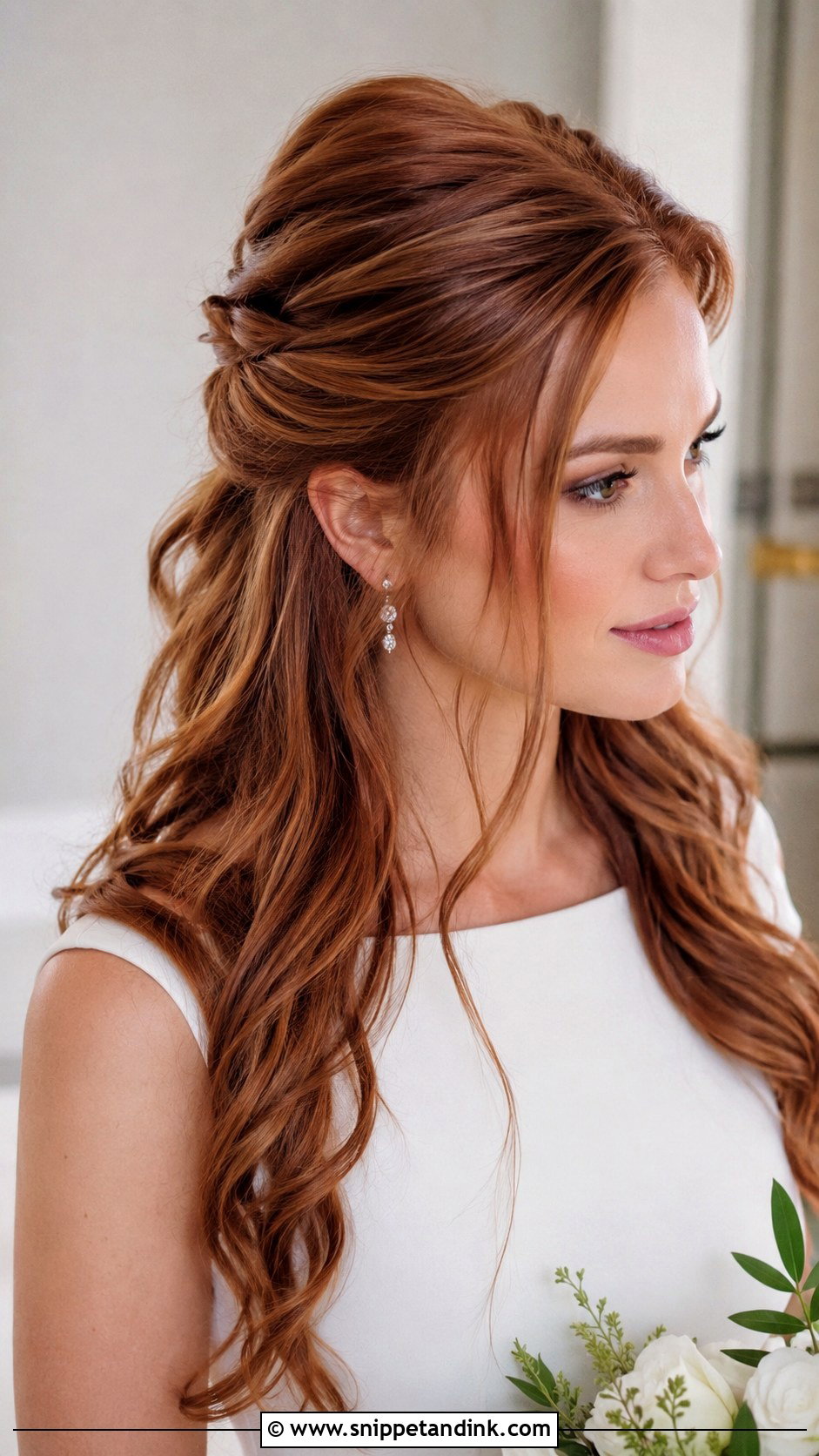 Half Up Half Down Wedding Hair With Twists - Snippet and Ink - 15 Half-Up Half-Down Wedding Hair Video Ideas