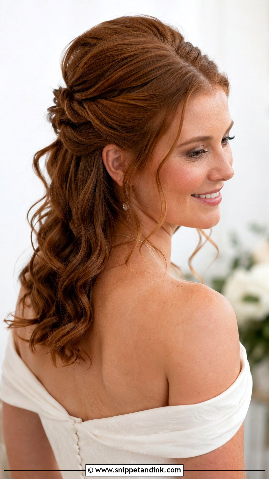 Half Up Half Down Wedding Hair With Twists - Snippet and Ink - 15 Mid Length Half-Up Half-Down Wedding Ideas