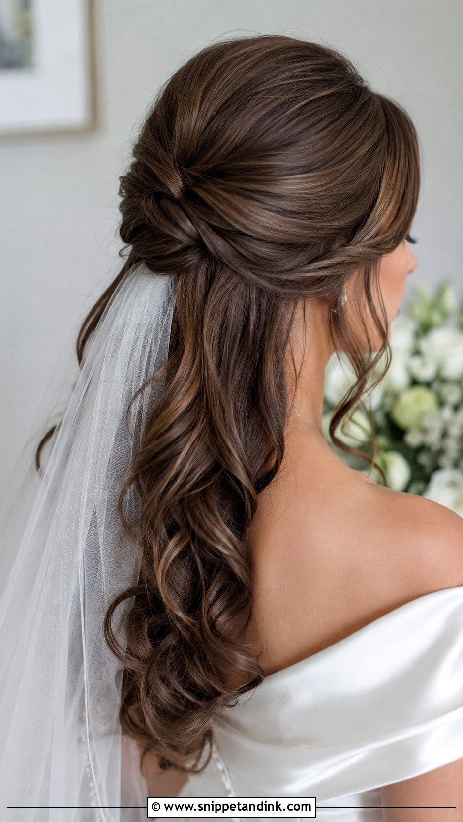 Half Up Half Down Wedding Hair With Veil - Snippet and Ink - 15 Half-Up Half-Down Wedding Hair Video Ideas