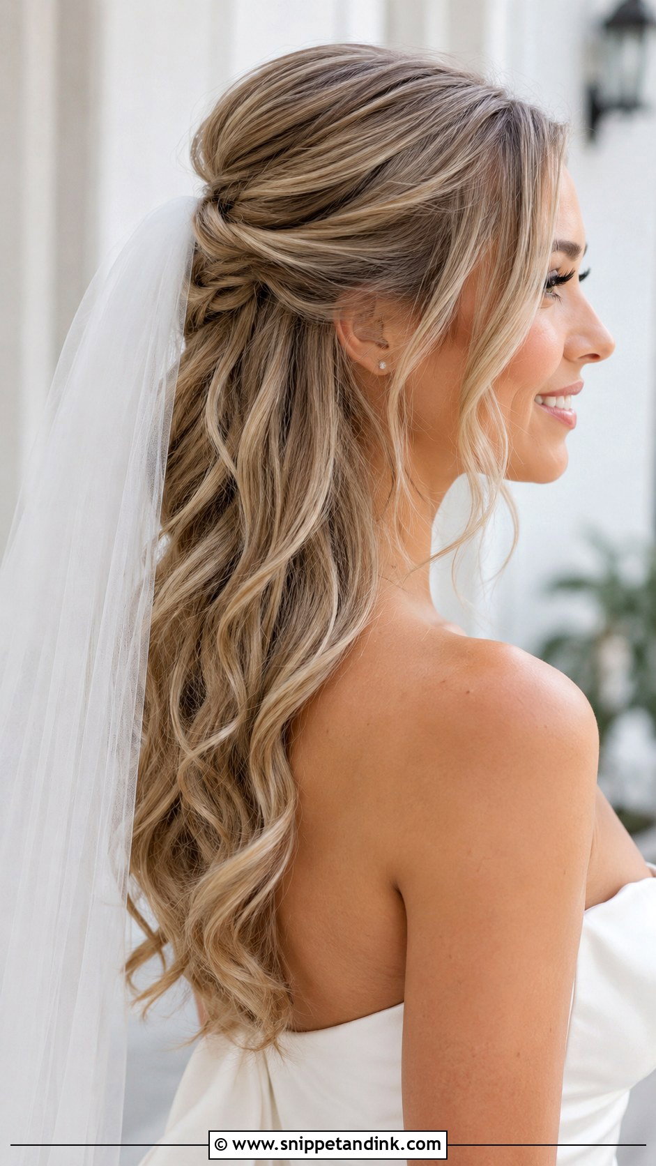 Half Up Half Down Wedding Hair With Veil - Snippet and Ink - 20 Half-Up Half-Down Wedding Hair Volume Ideas