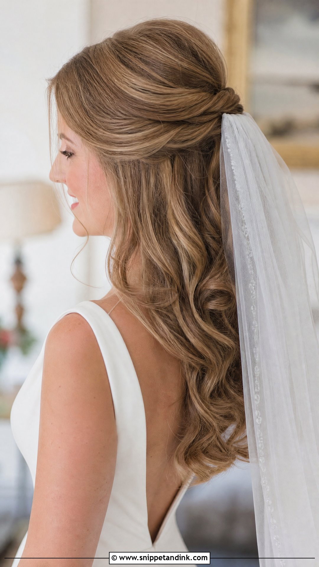 Half Up Half Down Wedding Hair With Veil - Snippet and Ink - 15 Easy Half-Up Half-Down Wedding Hair Ideas