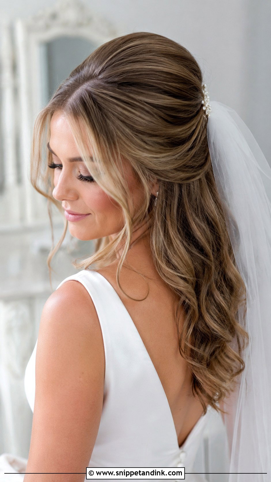 Half Up Half Down Wedding Hair With Volume Crown - Snippet and Ink - 20 Half-Up Half-Down Wedding Hair Volume Ideas