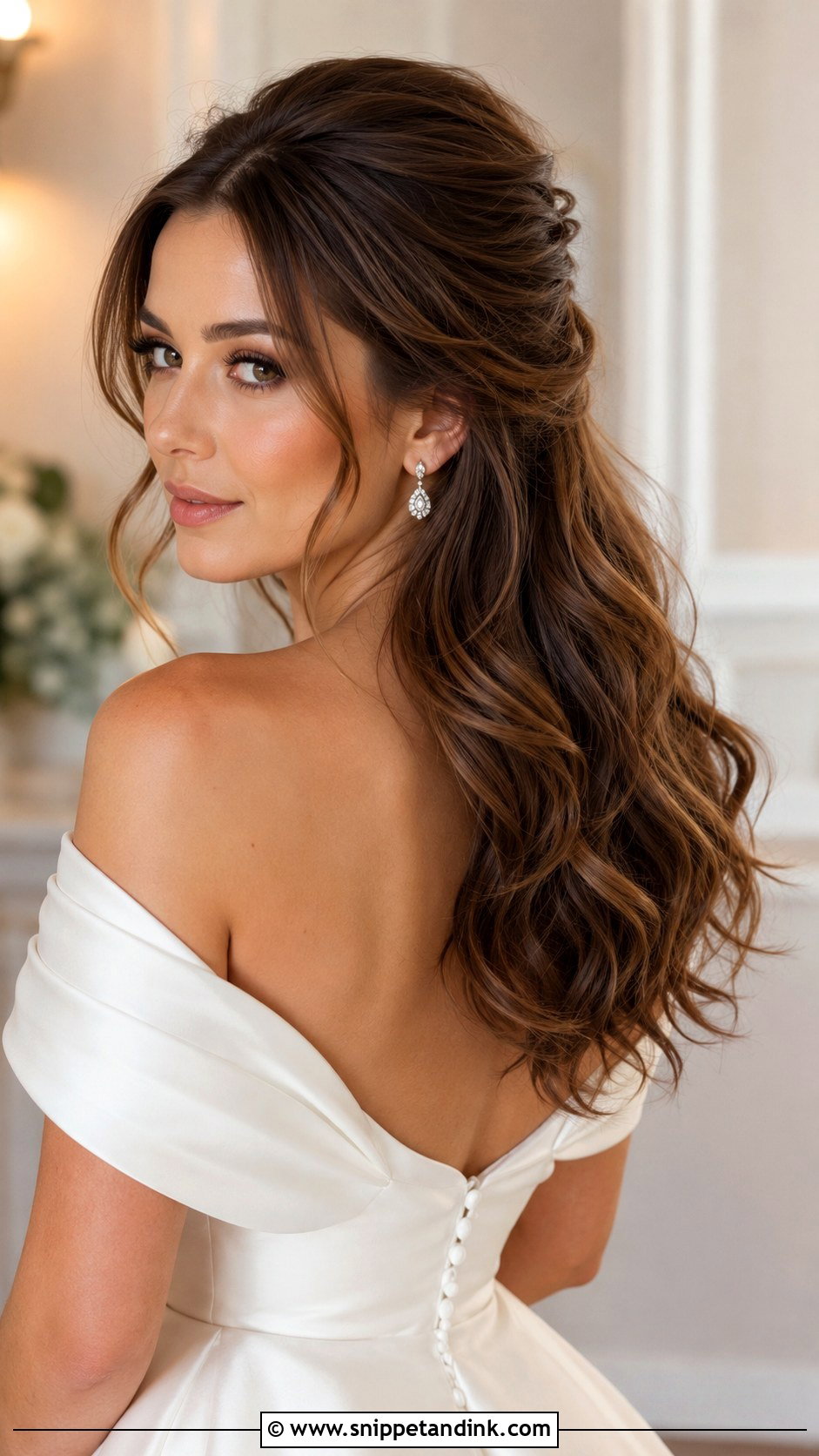 Half Up Half Down Wedding Hair With Volume - Snippet and Ink - 15 Mid Length Half-Up Half-Down Wedding Ideas